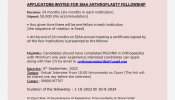 SIAA ARTHROPLASTY FELLOWSHIP